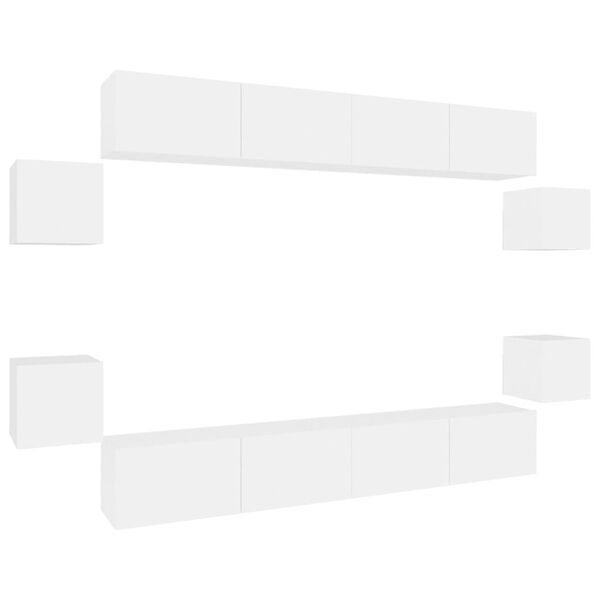 vidaXL 8 Piece TV Cabinet Set White Engineered Wood