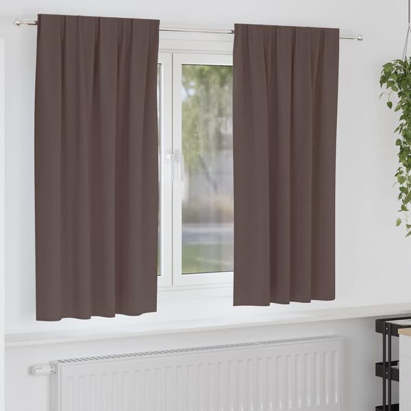 vidaXL Blackout Curtains with Rings 2 pcs Dark Brown 175 x 140 cm