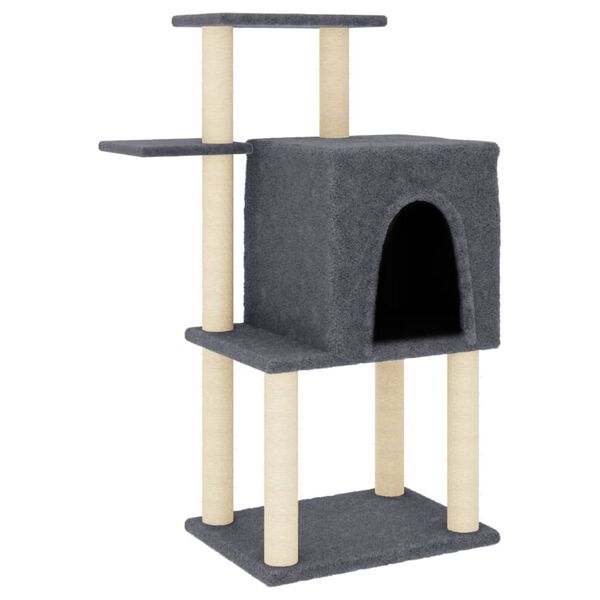 vidaXL Cat Tree with Sisal Scratching Posts Dark Grey 97 cm