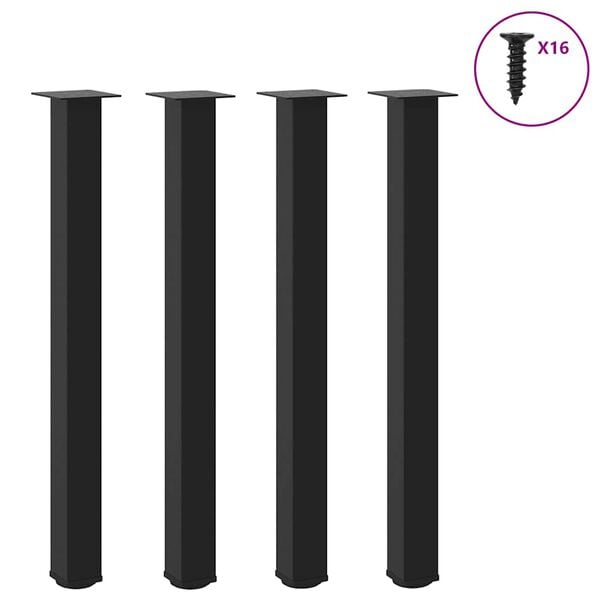 vidaXL Bar Table Legs 4 pcs Black 90-92 cm Steel