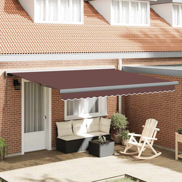 vidaXL Manual Retractable Awning Brown 400x300 cm