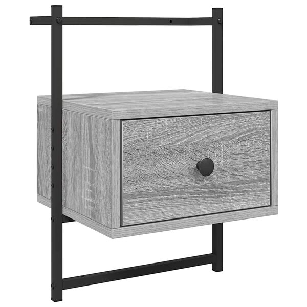 vidaXL Bedside Cabinet Wall-mounted Grey Sonoma 35x30x51 cm Engineered Wood