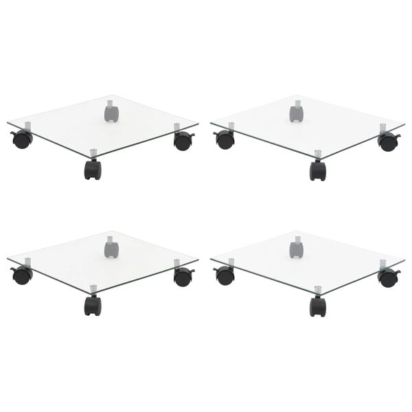 vidaXL Plant Rollers 4 pcs 35x35 cm Tempered Glass Square