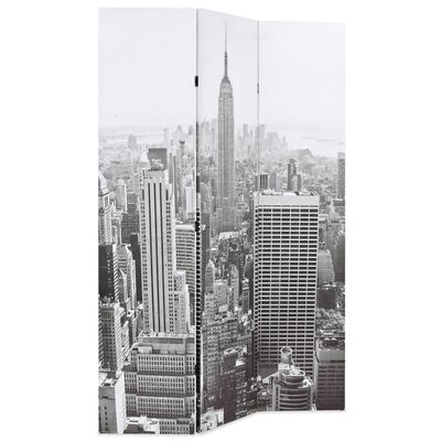vidaXL Folding Room Divider 120x170 cm New York by Day Black and White