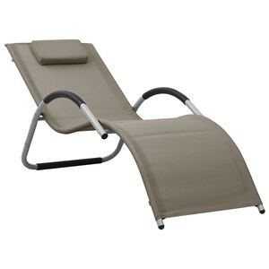 vidaXL Sun Lounger | Taupe and Grey | Textilene, Aluminium, Powder-Coated Steel
