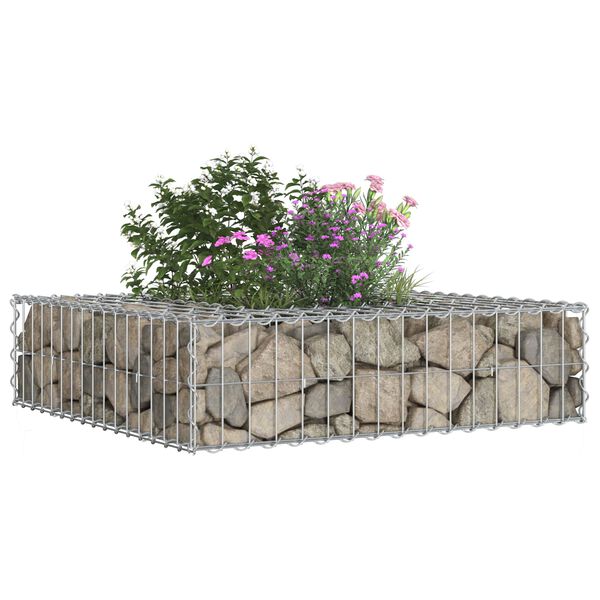 vidaXL Gabion Raised Bed Silver 80 x 80 x 20 cm Galvanised Steel