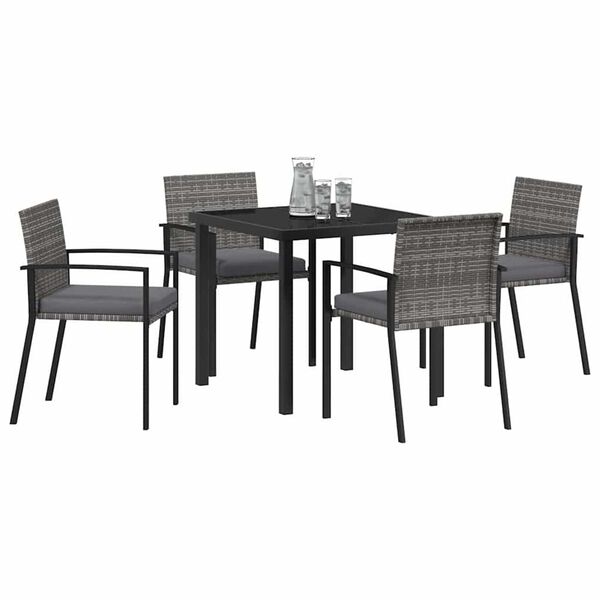 vidaXL Garden Dining Set 5 pcs Grey Powder-Coated Steel