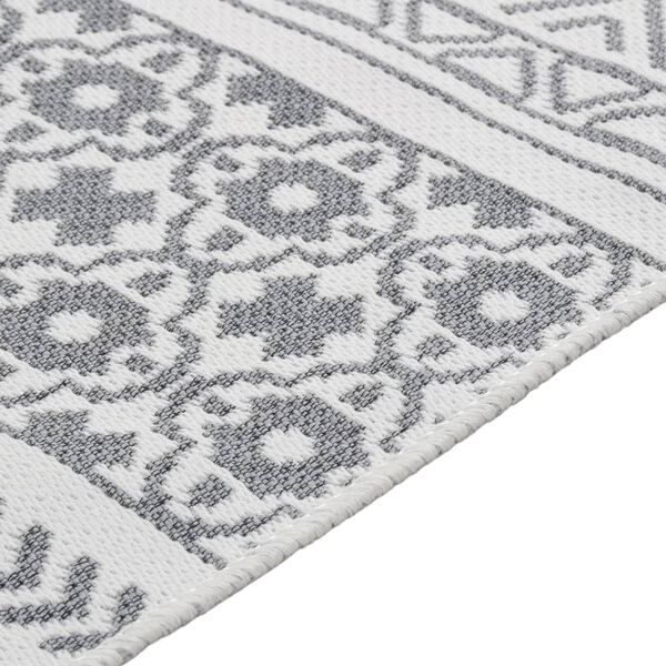 vidaXL Rug Grey and White 100x300 cm Cotton