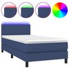 vidaXL Box Spring Bed with Mattress&LED Blue 90x200cm Fabric