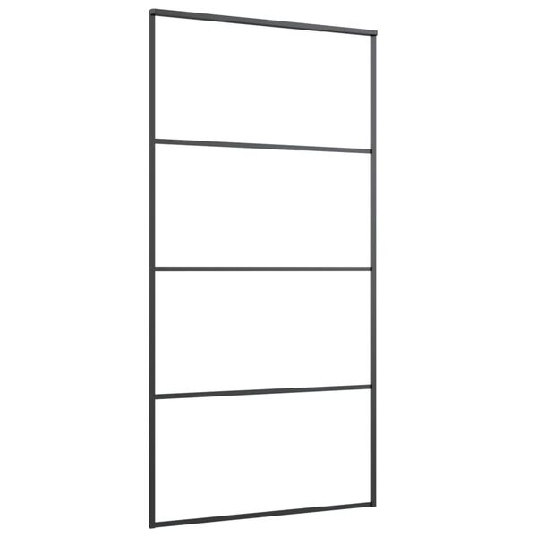 vidaXL Sliding Door Frosted ESG Glass and Aluminium 102.5x205 cm Black