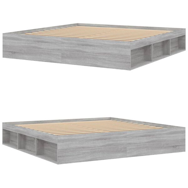 vidaXL Bed Frame without Mattress Grey Sonoma 200x200 cm