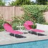 vidaXL Sun Lounger Folding 2-person 2 pcs Pink 58 x 188 x 77cm Fabric