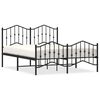 vidaXL Metal Bed Frame without Mattress with Footboard Black 135x190cm