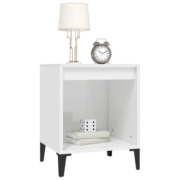vidaXL Bedside Cabinet High Gloss White 40x35x50 cm