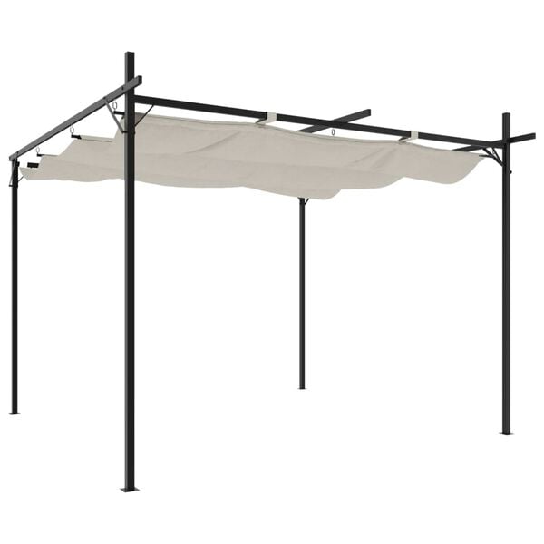 vidaXL Pergola with Retractable Roof Cream 295x292x230 cm