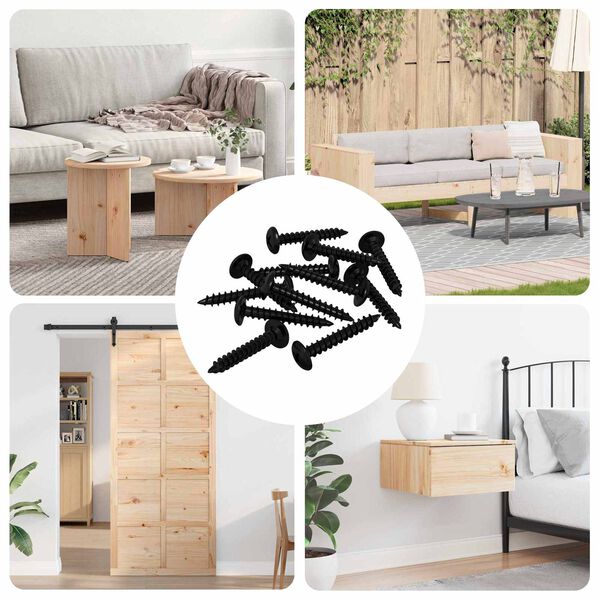 vidaXL Self Tapping Nail 9000 pcs Black Steel