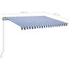 vidaXL Manual Retractable Awning with LED 300x250 cm Blue and White