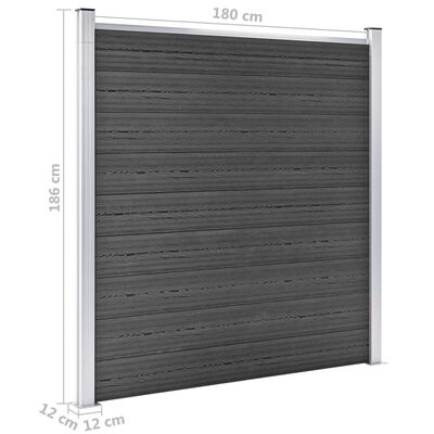 vidaXL Fence Panel Set WPC 353x186 cm Black