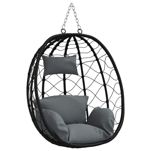 vidaXL Hanging Egg Chair Anthracite 91.5 x 60 x 110 cm Poly Rattan