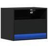 vidaXL Wall-mounted Bedside Cabinet with LED Lights Black