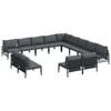 vidaXL Garden Sofa Set with Cushion 13 pcs Black Steel