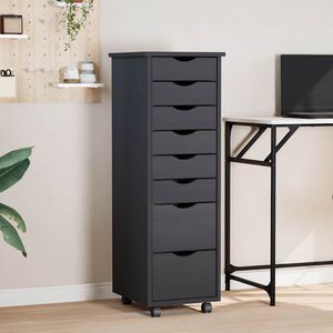 vidaXL Rolling Cabinet with Drawers "MOSS" Grey Solid Wood Pine