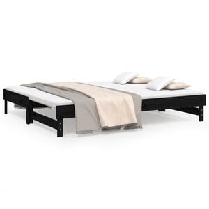 vidaXL Pull-out Day Bed without Mattress Black 2x(100x200) cm