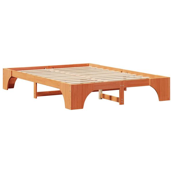 vidaXL Bed Frame Wax Brown 150 x 200 cm Solid Pine Wood
