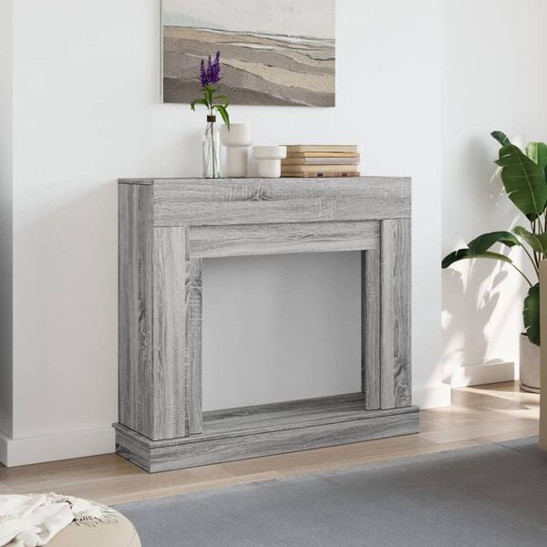 vidaXL Fireplace Surround Grey Sonoma 100x30x87.5 cm Engineered Wood