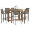 vidaXL 7 Piece Garden Bar Set Grey Solid Wood Acacia and Poly Rattan