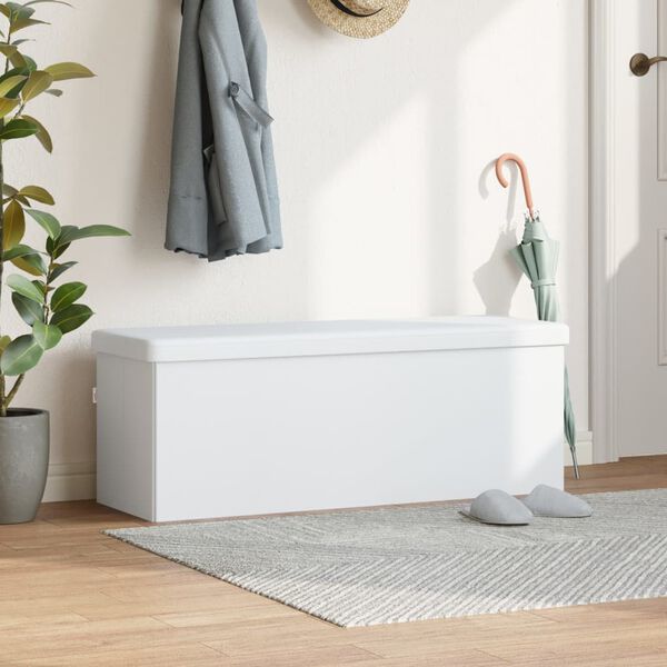 vidaXL Storage Bench Foldable White PVC