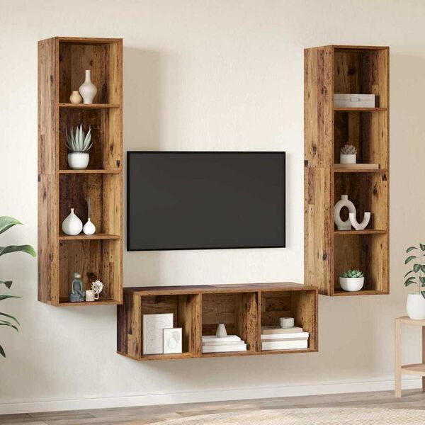 vidaXL TV Cabinet Set Wall-mounted 3 pcs Old Wood Engineered Wood