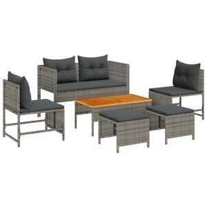 vidaXL Garden Sofa Set 6 pcs Grey and dark grey Poly Rattan