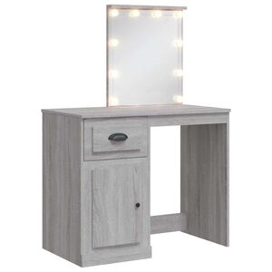 vidaXL Dressing Table with LED Lights Grey Sonoma 90x42x132,5 cm