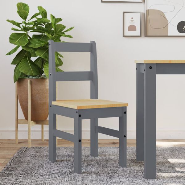 vidaXL Dining Chairs 2 pcs PANAMA Grey 40x46x90 cm Solid Wood Pine