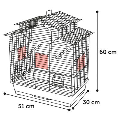 FLAMINGO Parakeet Cage Numfor 1 51x30x60 cm Metallic Taupe