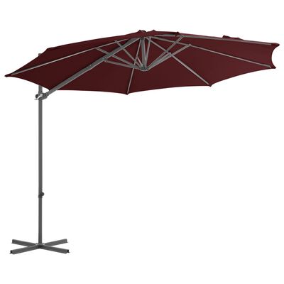 vidaXL Cantilever Umbrella with Steel Pole Bordeaux Red 300 cm
