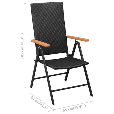 vidaXL Stackable Garden Chairs 2 pcs Poly Rattan Black