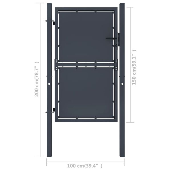 vidaXL Garden Gate Steel 100x150 cm Anthracite