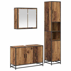 vidaXL Bathroom Furniture Set 3 pcs Old Wood Engineered Wood
