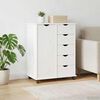 vidaXL Rolling Cabinet White 63.5 x 39 x 79 cm Solid Pine Wood