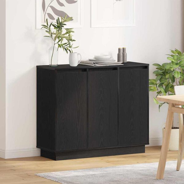 vidaXL LED Sideboard Black Oak 90 x 32 x 75 cm Engineered Wood