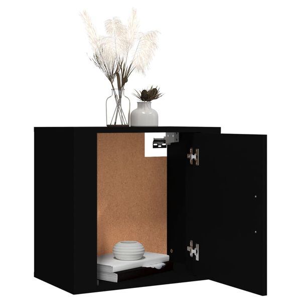 vidaXL Wall-mounted Bedside Cabinet Black 50x30x47 cm