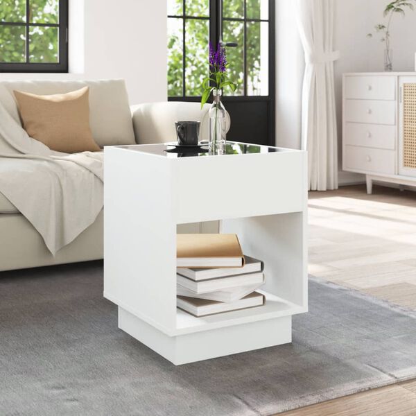 vidaXL Coffee Table with Infinity LED White 40x40x50 cm