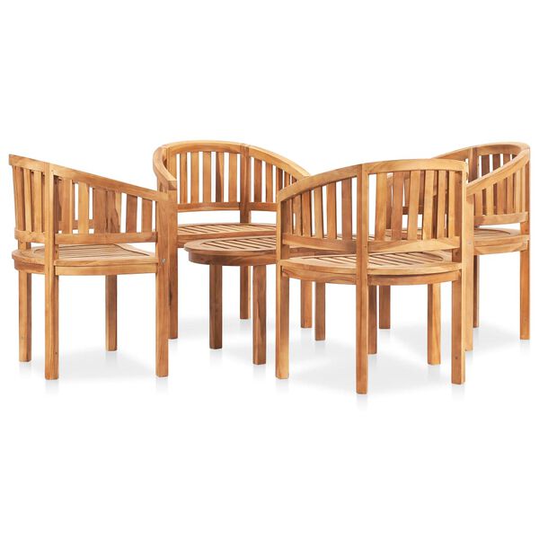 vidaXL 5 Piece Banana Garden Lounge Set Solid Teak Wood