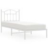 vidaXL Metal Bed Frame without Mattress with Headboard White 90x200cm