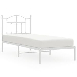 vidaXL Metal Bed Frame without Mattress with Headboard White 90x200cm
