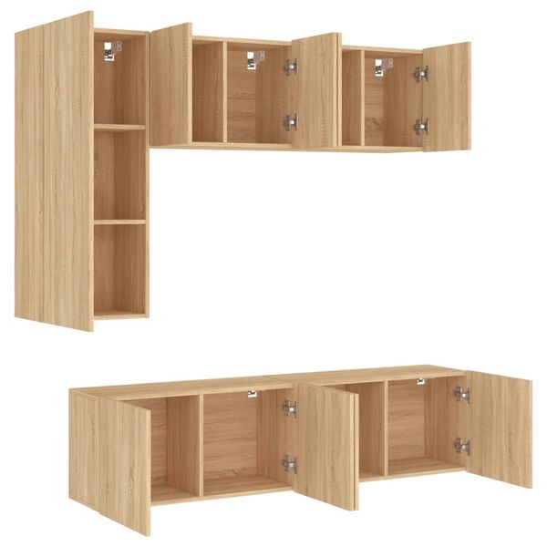 vidaXL 5 Piece TV Wall Units Sonoma Oak Engineered Wood