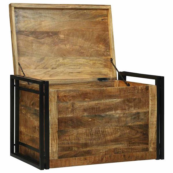 vidaXL Storage Box 80 x 50 x 50 cm Rough mango wood and Metal