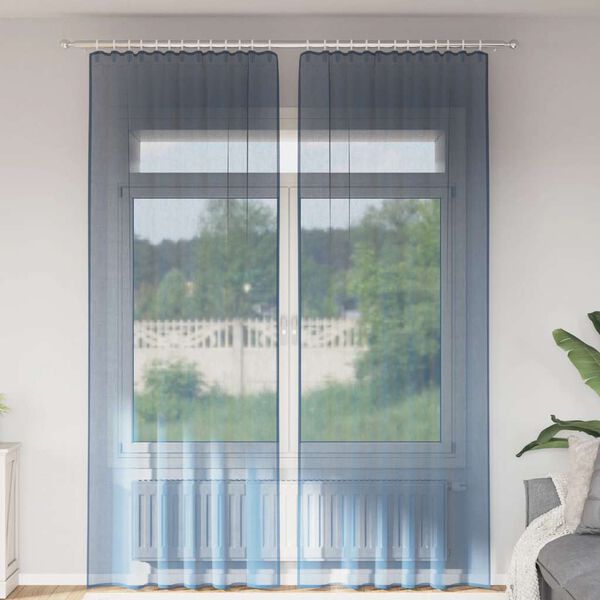 vidaXL Voile Curtains with Rod Pockets 2 pcs Royal Blue
